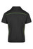 A black men's polo shirt featuring green accents, with a logo on the back and a classic cut design.
