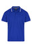 A blue polo shirt with white accents and a collar, featuring a logo on the left chest area.