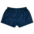 Navy blue sports shorts with an elastic waistband and a smooth finish. Features a logo on the design.