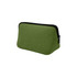 A green neoprene cosmetic bag with a black zip and stitched detailing. It has a simple, streamlined design.