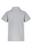 A grey polo shirt with a simple design, featuring a collar and short sleeves, and a branding logo.