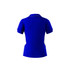 A blue polo shirt with white side panels and a collar. The back is plain and features a logo.