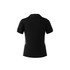 A black polo shirt featuring contrasting grey panel details and a logo. Suitable for casual or sporting wear.