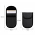 A black PU Faraday signal blocking pouch with dimensions indicated. It features a smooth outer surface and a secure closure.