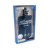 A blue anti-loss luggage tag with a strap, packaged in a clear box, featuring a logo and compatible with iOS and Android.