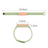 A green wristband with a peach button, measuring 24.8cm long, 4.6cm wide, and 1.2cm thick, featuring a logo.