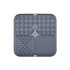 A grey, 3-section dog enrichment lick mat with various textured patterns for stimulation and engagement.