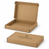 A rectangular, die-cut packaging box in brown cardboard, featuring a logo on the front and an open lid design.