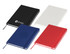 An A5 notebook in black, white, red, and navy, featuring a logo on the cover. Includes a ribbon bookmark.