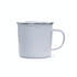 A drink bottle in white with a silver rim and a sturdy handle, featuring a logo.