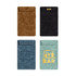 A5 magnetic clipboards in brown, black, blue, and teal, each with different designs and a logo.