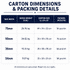 A table displaying dimensions and packing details for various widths of Kraft Paper Packaging Tape, with weight and carton sizes.