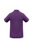 A purple crew men's polo shirt with short sleeves and a collar, featuring a logo.