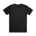 A black t-shirt featuring a plain back design, with a simple cut and no visible branding.