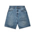 Denim shorts in a light blue wash with a classic five-pocket design and a branded logo.