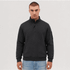 A fleece 1/4 zip pullover in black, featuring a high collar and a left sleeve logo.