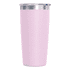 A drink bottle in light pink with a stainless steel lid and a logo on the side.