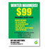 A magnetic jigsaw in a puzzle format featuring a winter service promotional design, predominantly in blue and white.