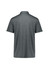 A grey short sleeve polo shirt with a collar and a logo on the back.