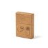 A brown cardboard box containing a Mini Pocket Fan with operating instructions and a graphic illustration of the fan.