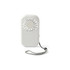 A mini pocket fan in white with a circular fan blade and a wrist strap. Includes a logo on the product.