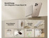 A slim white power bank with a magnetic attachment, designed for charging devices, alongside a smartphone.