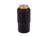 A drink bottle with a sleek black design and a metallic gold top, featuring a logo.