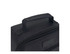 A black insulated lunch bag with a top handle and a zippered pocket. The bag features a logo on its surface.