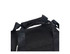 A black insulated cooler bag with adjustable straps and a detailed handle, featuring a logo.