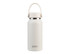 A drink bottle in white with a stainless steel lid and a handle, featuring a logo. Capacity of 300ml.