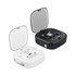A retractable charging and data cable set in black and white cases, featuring connectors for various devices.