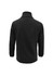 A plain black micro fleece jacket with a high collar and long sleeves, featuring a logo on the back.