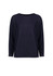 A navy batwing sweater top with a wide neckline and long sleeves. The design features a relaxed fit.
