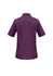 A purple overblouse with short sleeves and a collar, featuring a back yoke detail. It has a logo.