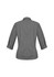 A women's 3/4 sleeve button-up shirt in a black and white check pattern, featuring a collar and rolled sleeves.