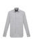 A grey long sleeve button-up shirt with a single chest pocket and a logo.