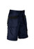 A navy multi-pocket short featuring multiple side pockets and a logo, designed as cargo shorts for men.