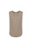A sleeveless blouse in a soft taupe colour, featuring pleat detail on the front. It has a round neckline and a smooth finish.