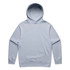 A light blue hoodie featuring a front pocket and a hood. It includes a logo but no visible text.