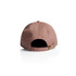 A brown cap with a curved brim and an adjustable strap at the back, featuring a logo.