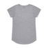 A grey T-shirt with a rounded neckline and short sleeves, featuring a logo on the label.