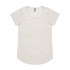 A light beige t-shirt with a rounded neckline and short sleeves. It features a logo on the label.
