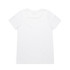 A plain white short-sleeve T-shirt featuring a smooth back design and a logo.