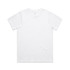 A white classic t-shirt with a simple design and a crew neck. It features a subtle branding logo.
