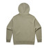 A hoodie in a muted olive green colour, featuring a hood and long sleeves, with a plain design.