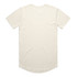 A light cream-coloured T-shirt with a curved hem and short sleeves. The back is plain without any designs.