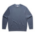 A blue sweater with long sleeves and a crew neck, featuring a logo on the label.