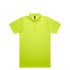A bright yellow polo shirt featuring a collar and short sleeves, with a logo on the chest.