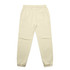 Cream-coloured track pants with elastic cuffs and a single back pocket. Features a logo.