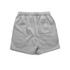 Grey track shorts with an elastic waistband and a single back pocket. Features a logo on the waistband.